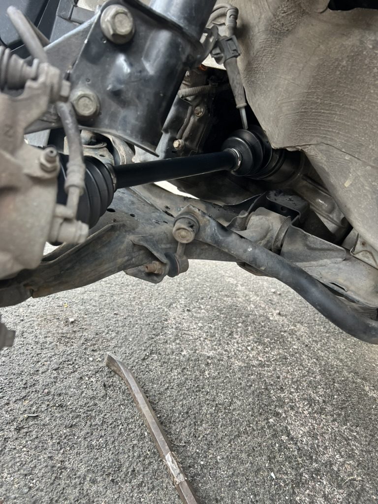 CV axle and front suspension during repair